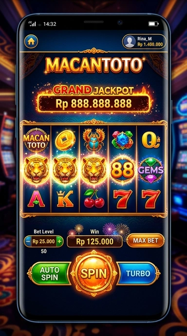 Pengguna sedang menikmati fitur baru di aplikasi macantoto.
